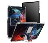 for iPad Mini 6 Case/iPad Mini 6th Gen 2021 8.3 inch Case with Pencil Holder, Transparent Back with Fantasy Art Wolf, Corner Protection Shockproof Cover with Hard Kickstand