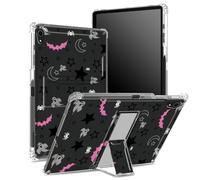 for iPad Mini 6 Case/iPad Mini 6th Gen 2021 8.3 inch Case with Pencil Holder, Transparent Back with Gothic Skull Moon Stars Bat, Corner Protection Shockproof Cover with Hard Kickstand