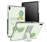 for iPad Mini 6 Case/iPad Mini 6th Gen 2021 8.3 inch Case with Pencil Holder, Transparent Back with Green Dinosaur, Corner Protection Shockproof Cover with Hard Kickstand