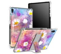 for iPad Mini 6 Case/iPad Mini 6th Gen 2021 8.3 inch Case with Pencil Holder, Transparent Back with Watercolor Natural Daisies, Corner Protection Shockproof Cover with Hard Kickstand