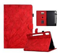 for iPad Mini 7 (2024) Case Cover, Embossed Lucky Tree PU Leather Flip Protective Stand Card Slots Flip Smart Case Cover for iPad Mini 7 (2024), red