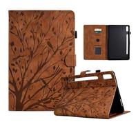 for iPad Mini 7 (2024) Case Cover, Embossed Lucky Tree PU Leather Flip Protective Stand Card Slots Flip Smart Case Cover for iPad Mini 7 (2024), brown