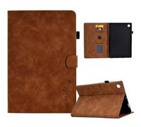 for iPad Mini 7 (2024) Case Cover, Embossed Smile Love PU Leather Flip Protective Stand Card Slots Flip Smart Case Cover for iPad Mini 7 (2024), brown