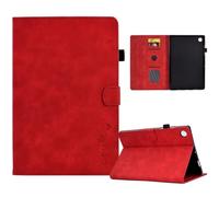 for iPad Mini 7 (2024) Case Cover, Embossed Smile Love PU Leather Flip Protective Stand Card Slots Flip Smart Case Cover for iPad Mini 7 (2024), red