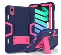 for iPad mini 7 (A17 Pro) 2024 / Mini 6 2021 Shockproof Case, Heavy Duty Full Body Rugged Stand Back Cover (Blue+Rose Red)