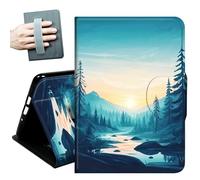 for iPad mini 7 (A17 Pro) Generation Case 2024,iPad mini 6 Case 2021, 8.3-inch,with Hand Straps and Auto Wake/Sleep Leather Slim Multiple Angles Stand Smart Cover,Forest and Sunset