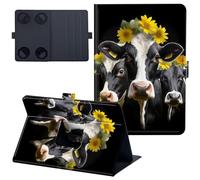 for iPad Mini 7 Case 8.3 inch Lightweight 360 Degree Rotating PU Leather Cover with Multi-Angle Viewing Stand Tablet Case for iPad Mini 7th Generation 2024 - Cow and Sunflower Flower