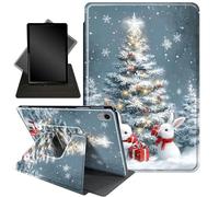 for iPad mini 7th/6th Generation Case (2024/2021), 360 Degree Rotating Stand Smart Protective Cover Case,Rabbit and Christmas Tree