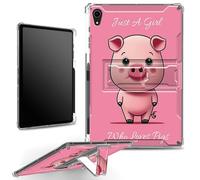 for iPad Mini 8.3" 6th Gen 2021 Model A2567 A2568 A2569 Case with Pencil Holder, Clear Military-Grade Corners Shock Absorbent Case with Built-in Kickstand Soft TPU Bumper, Love Pig