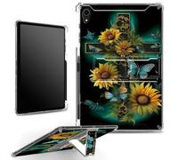 for iPad Mini 8.3" 6th Gen 2021 Model A2567 A2568 A2569 Case with Pencil Holder, Clear Military-Grade Corners Shock Absorbent Case with Built-in Kickstand Soft TPU Bumper, Sunflower Faith