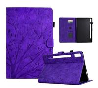for iPad Pro 11 inch 2024 (M4 5th gen) Case Cover, Embossed Lucky Tree PU Leather Flip Protective Stand Card Slots Flip Smart Case Cover for iPad Pro 11 inch 2024 (M4 5th gen), purple