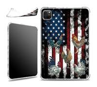 for iPad Pro 11 inch 4th / 3rd / 2nd / 1st Gen 2022/2021/2020/2018 Case, Slim Silicone Lightweight Clear Military-Grade Corners Shock Absorbent Case Soft TPU Cover, American Flag Chook