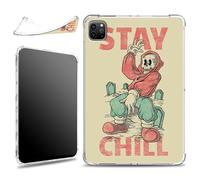 for iPad Pro 11 inch 4th / 3rd / 2nd / 1st Gen 2022/2021/2020/2018 Case, Slim Silicone Lightweight Clear Military-Grade Corners Shock Absorbent Case Soft TPU Cover, Rapper Skull