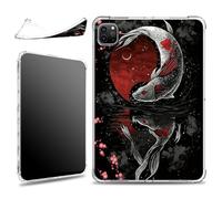 for iPad Pro 11 inch 4th / 3rd / 2nd / 1st Gen 2022/2021/2020/2018 Case, Slim Silicone Lightweight Clear Military-Grade Corners Shock Absorbent Case Soft TPU Cover, Japanese Koi Fish