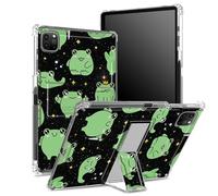 for iPad Pro 11 inch 4th/3rd/2nd/1st Generation 2022/2021/2020/2018 Case with Pencil Holder, Transparent Back with Princess Frog, Corner Shockproof Cover with Kickstand