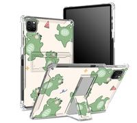 for iPad Pro 11 inch 4th/3rd/2nd/1st Generation 2022/2021/2020/2018 Case with Pencil Holder, Transparent Back with Keep Happy Dinosaurs, Corner Shockproof Cover with Kickstand