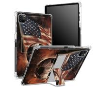 for iPad Pro 11 inch 4th/3rd/2nd/1st Generation 2022/2021/2020/2018 Case with Pencil Holder, Transparent Back with Football Flag, Corner Shockproof Cover with Kickstand