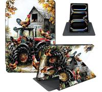for iPad Pro 11 Inch Case 2024 (M4), 360° Rotating PU Leather Stand Cover with Auto Sleep/Wake, Multi-Angle Viewing, Shockproof TPU Back, Full Protection, Farm Tractor