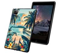 for iPad Pro 11 inch Case 4th/3rd/2nd Generation for iPad Air 5th/4th Generation Case Slim Lightweight Soft TPU Silicone Non-slip Shock Proof Protective Black Tablet Cover - Coconut Trees On The Beach