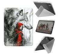 for iPad Pro 11 Inch Case (M4) 2024 5th Gen (Model: A2836/A2837/A3006), Shockproof Clear with Pencil Holder Folding Y Shape Stand Case for iPad Pro 11 Inch,Animal Wolf
