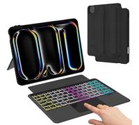 for iPad Pro 11 inch M4 2024 Detachable Keyboard Case : Precise Trackpad Magnetic Keyboard Case with Pencil Holder - 3 Zone 7 Colours Backlit Keyboard Cover for iPad Pro 11" 2024 M4 | UK-Layout QWERTY