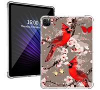 for iPad Pro 11-Inch Transparent Protective Case, Slim Lightweight Shock-Absorbing Clear TPU Cover with Raised Lips and Perfectly Aligned Cutouts for iPad Pro 2022/2021/2020, Red Cardinals