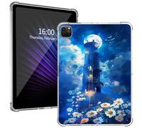 for iPad Pro 11-Inch Transparent Protective Case, Slim Lightweight Shock-Absorbing Clear TPU Cover with Raised Lips and Perfectly Aligned Cutouts for iPad Pro 2022/2021/2020, Lighthouse Flowers