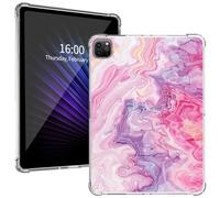 for iPad Pro 11-Inch Transparent Protective Case, Slim Lightweight Shock-Absorbing Clear TPU Cover with Raised Lips and Perfectly Aligned Cutouts for iPad Pro 2022/2021/2020, Pink Red Marble