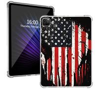 for iPad Pro 11-Inch Transparent Protective Case, Slim Lightweight Shock-Absorbing Clear TPU Cover with Raised Lips and Perfectly Aligned Cutouts for iPad Pro 2022/2021/2020, Red USA Flag