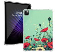 for iPad Pro 11-Inch Transparent Protective Case, Slim Lightweight Shock-Absorbing Clear TPU Cover with Raised Lips and Perfectly Aligned Cutouts for iPad Pro 2022/2021/2020, Small Red Flower