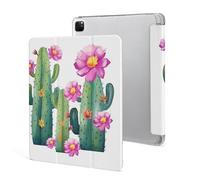 for iPad Pro 12.9" 2021 Case Cute,for Apple Pencil Holder Cactus Flower Printed Shockproof Cover,Lightweight & Multi-Angle Viewing