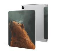 for iPad Pro 12.9" 2021 Case Cute,for Apple Pencil Holder Capybara with Eyes Closed Printed Shockproof Cover,Lightweight & Multi-Angle Viewing