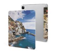 for iPad Pro 12.9" 2021 Case Cute,for Apple Pencil Holder Cinque Terre Scenery Printed Shockproof Cover,Lightweight & Multi-Angle Viewing
