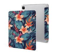 for iPad Pro 12.9" 2021 Case Cute,for Apple Pencil Holder Hawaii Tropical Flower Printed Shockproof Cover,Lightweight & Multi-Angle Viewing