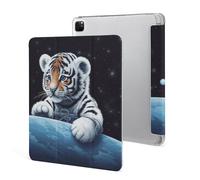 for iPad Pro 12.9" 2021 Case Cute,for Apple Pencil Holder Little Tiger in Space Printed Shockproof Cover,Lightweight & Multi-Angle Viewing