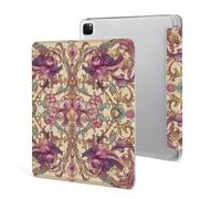 for iPad Pro 12.9" 2021 Case Cute,for Apple Pencil Holder Purple Flower Printed Shockproof Cover,Lightweight & Multi-Angle Viewing