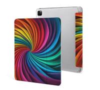 for iPad Pro 12.9" 2021 Case Cute,for Apple Pencil Holder Rainbow Stripe Pattern Printed Shockproof Cover,Lightweight & Multi-Angle Viewing