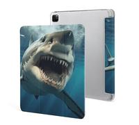 for iPad Pro 12.9" 2021 Case Cute,for Apple Pencil Holder Shark Mouth Printed Shockproof Cover,Lightweight & Multi-Angle Viewing