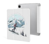 for iPad Pro 12.9" 2021 Case Cute,for Apple Pencil Holder Skiing Theme Printed Shockproof Cover,Lightweight & Multi-Angle Viewing