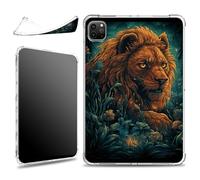 for iPad Pro 12.9 6th/5th/4th/3rd Gen 2022/2021/2020/2018 Case, Slim Silicone Lightweight Clear Military-Grade Corners Shock Absorbent Case Soft TPU Cover, Lions