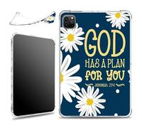for iPad Pro 12.9 6th/5th/4th/3rd Gen 2022/2021/2020/2018 Case, Slim Silicone Lightweight Clear Military-Grade Corners Shock Absorbent Case Soft TPU Cover, Bible Jeremiah 29:11 Daisy