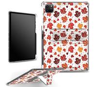 for iPad Pro 12.9 6th Gen 2022/ 5th Gen 2021/ 4th Gen 2020/ 3rd Gen 2018 Case with Pencil Holder, Clear Shockproof Corners Case with Built-in Kickstand Soft TPU Bumper, Autumn Maples