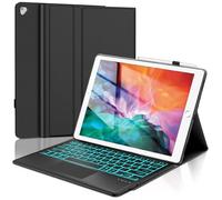 for iPad Pro 12.9 Case with Keyboard 2nd/1st Generation 2017/2015, 7 Color Backlit, Detachable Bluetooth Keyboard Multi-Touch Trackpad, Folio Smart Leather Cover with Pencil Holder for iPad Pro 12.9''
