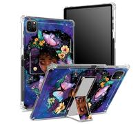 for iPad Pro 12.9 inch (2022/2021/2020, 6th/5th/4th Generation) Case with Pencil Holder, Transparent Back with Pretty Girl Galaxy, Corner Shockproof Cover with Kickstand