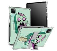for iPad Pro 12.9 inch (2022/2021/2020, 6th/5th/4th Generation) Case with Pencil Holder, Transparent Back with Zombie Ice Cream, Corner Shockproof Cover with Kickstand