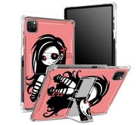 for iPad Pro 12.9 inch (2022/2021/2020, 6th/5th/4th Generation) Case with Pencil Holder, Transparent Back with Cute Zombie Girl, Corner Shockproof Cover with Kickstand