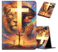 for iPad Pro 12.9 Inch Case 2022/2021/2020 (6th/5th/4th Gen), Slim Lightweight PU Leather Stand Folio Cover with Auto Wake/Sleep, Shockproof TPU Back Shell for iPad Pro 12.9, Lion Jesus