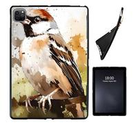 for iPad Pro 12.9 Inch Case 2022/2021/2020(6th/5th/4th Gen),Slim Soft Shockproof TPU Silicone Protective Back Shell Case for iPad Pro 12.9 inch, Watercolor Sparrow