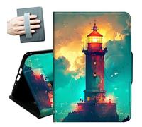 for iPad Pro 12.9 Inch Case 2022/2021/2020(6th/5th/4th Gen),with Hand Straps and Auto Wake/Sleep Leather Slim Multiple Angles Stand Smart Cover for iPad Air 13 inch 2024,Lighthouse
