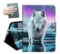 for iPad Pro 12.9 Inch Case 2022/2021/2020(6th/5th/4th Gen),with Hand Straps and Auto Wake/Sleep Leather Slim Multiple Angles Stand Smart Cover for iPad Air 13 inch 2024,Arctic Cute Wolf